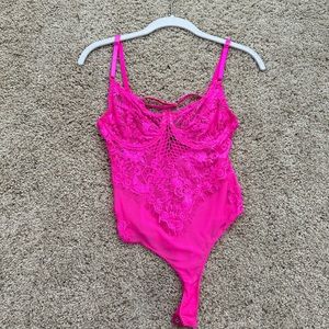 pink lace bodysuit